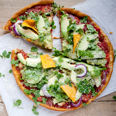 Pizza with guacamole